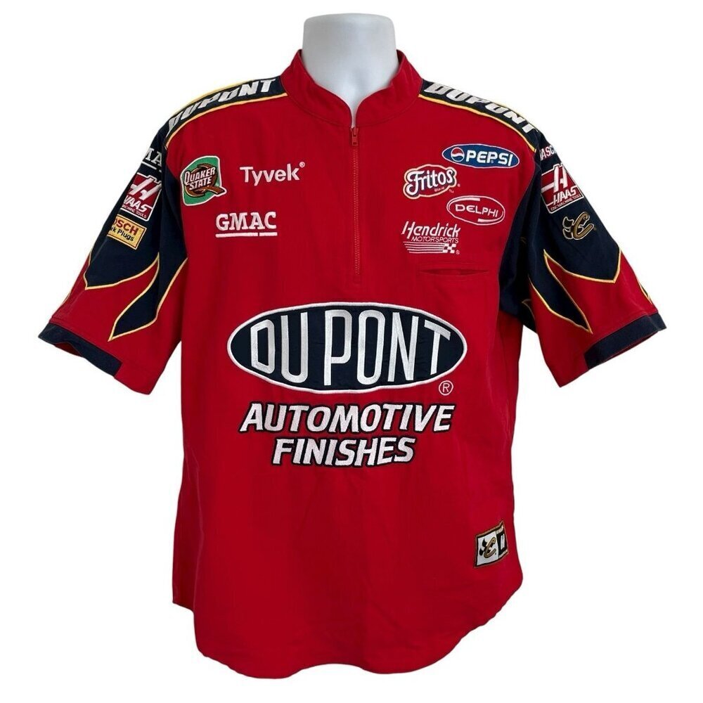Chase Authentics Dupont Automotive Nascar S/S 1/4 Zip Pullover Shirt M Racing
